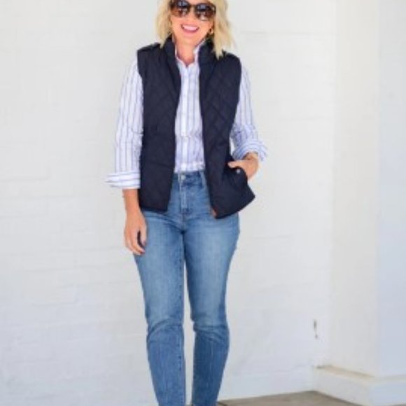 TALBOTS Navy Blue DIAMOND QUILTED Puffer Vest - Picture 1 of 6
